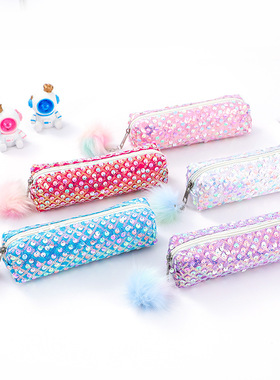 Rainbow colorful pencil case shiny pencil case  pencil case