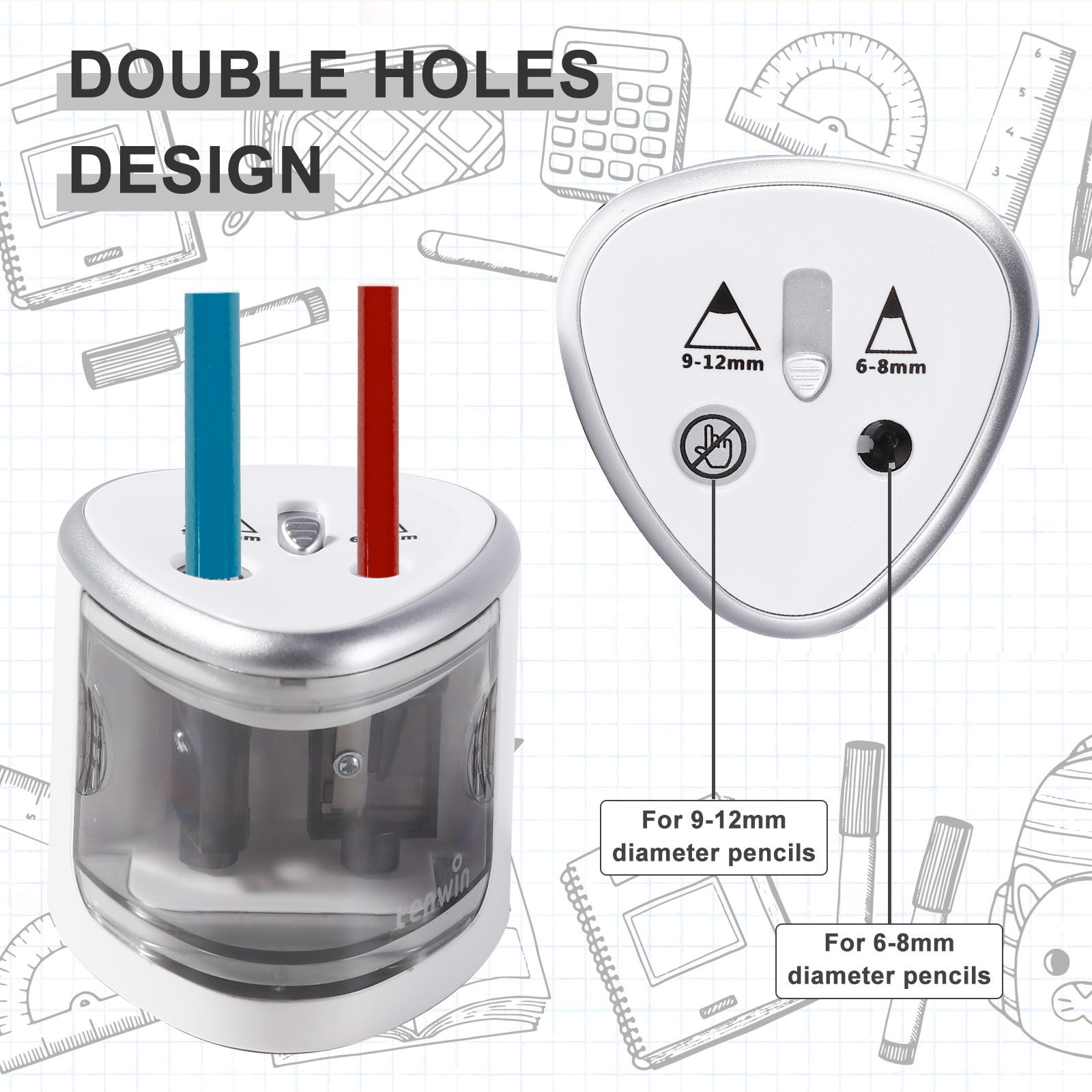 n thick and thin double hole electric pencil sharpener and
