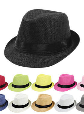 Spring Imitation Linen Top Jazz Hat Adult Bowler Hats Classi