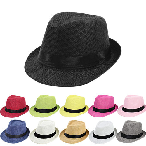 Spring Imitation Linen Top Jazz Hat Adult Bowler Hats Classi