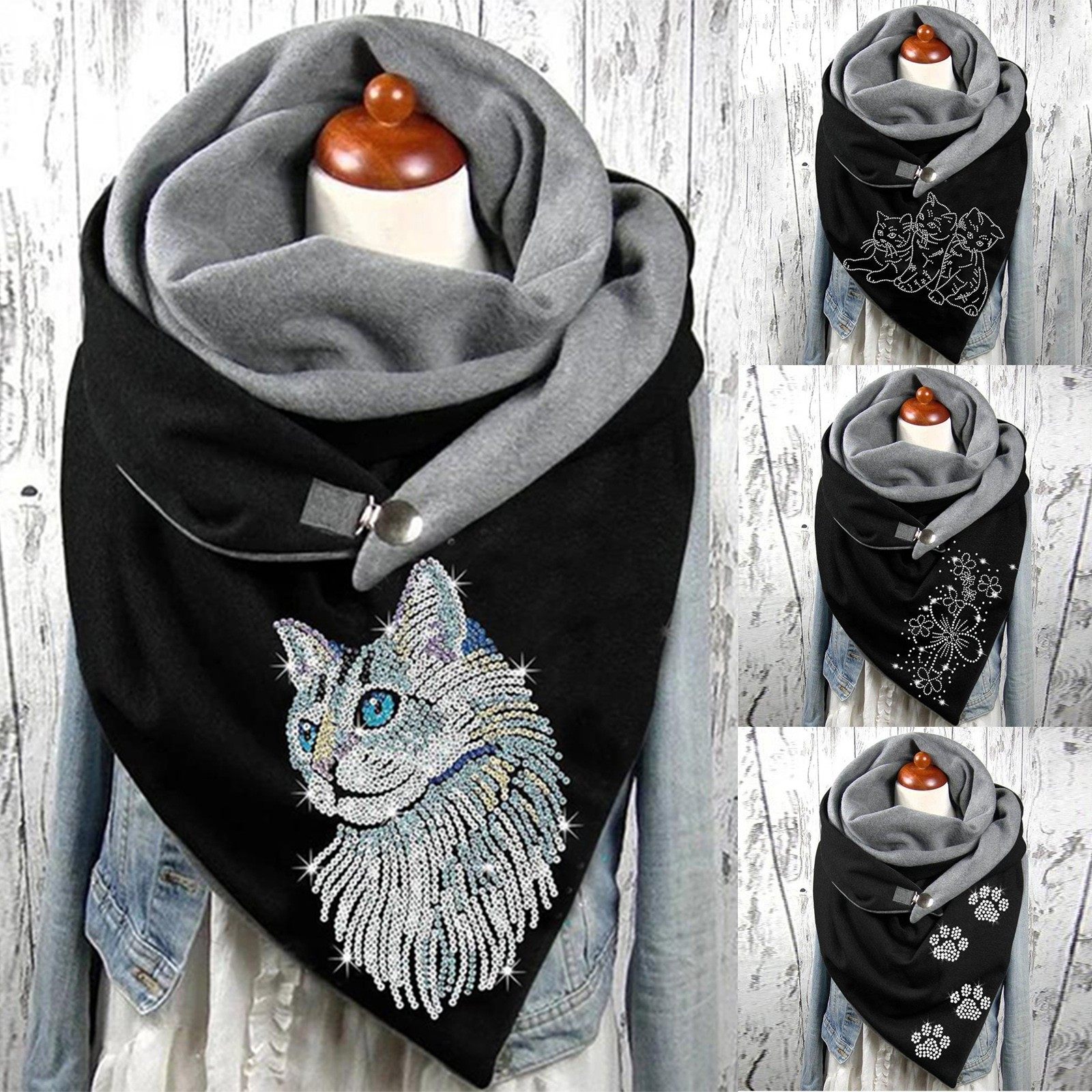 Retro Multi-purpose Shawl Button Scarf Femme Wraps Foulard d