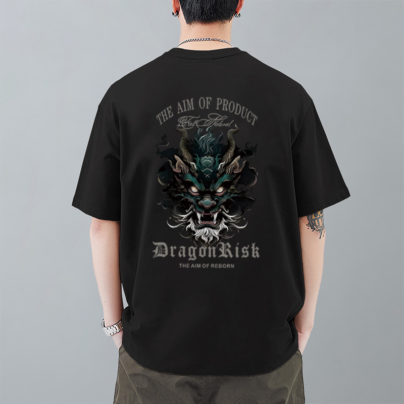 短袖国潮醒狮纯棉圆领