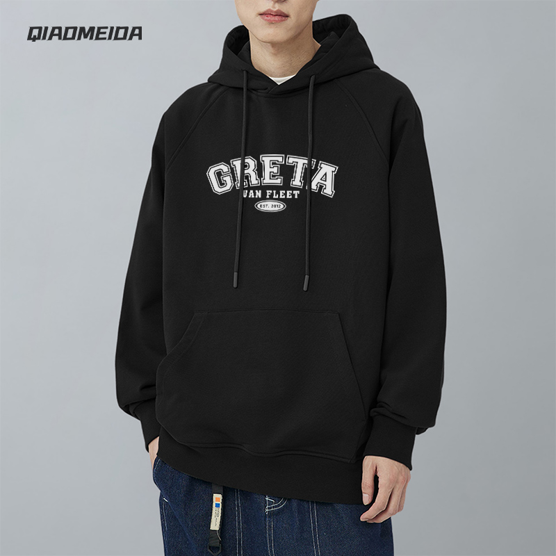 潮牌美式复古连帽卫衣