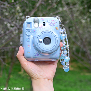 适用拍立得mini12保护套instax富士mini12保护套透明保护水晶壳硅胶套相机包收纳包硬壳子防摔防撞配件含背绳