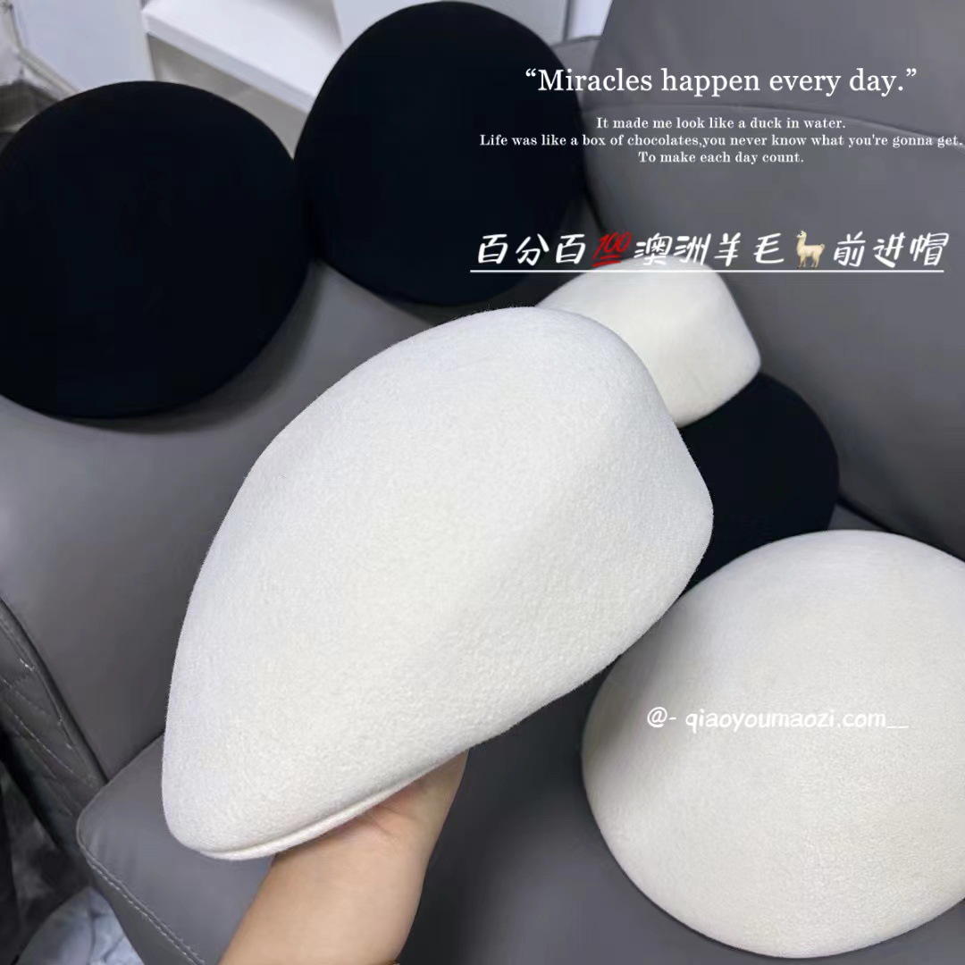 高品质澳洲羊毛呢鸭舌帽秋冬季纯色气质优雅前进帽百搭时装贝雷帽