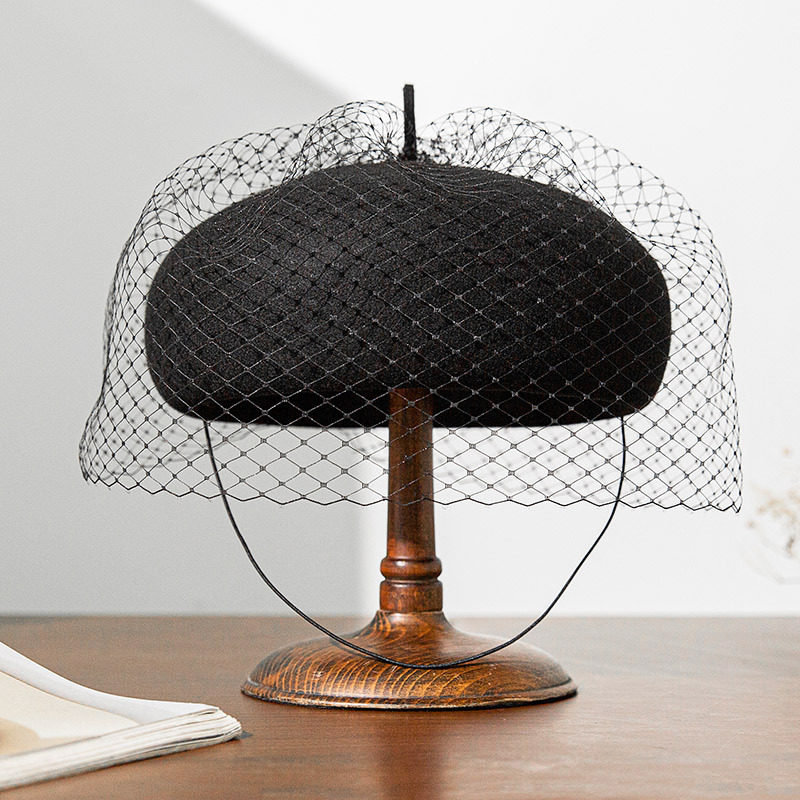 2025新款贝雷帽女秋冬保暖纯色优雅百搭帽子网纱装饰,服饰配件/皮带/帽子/围巾,防晒帽,淘宝优惠券,粉丝福利购,淘宝优惠卷