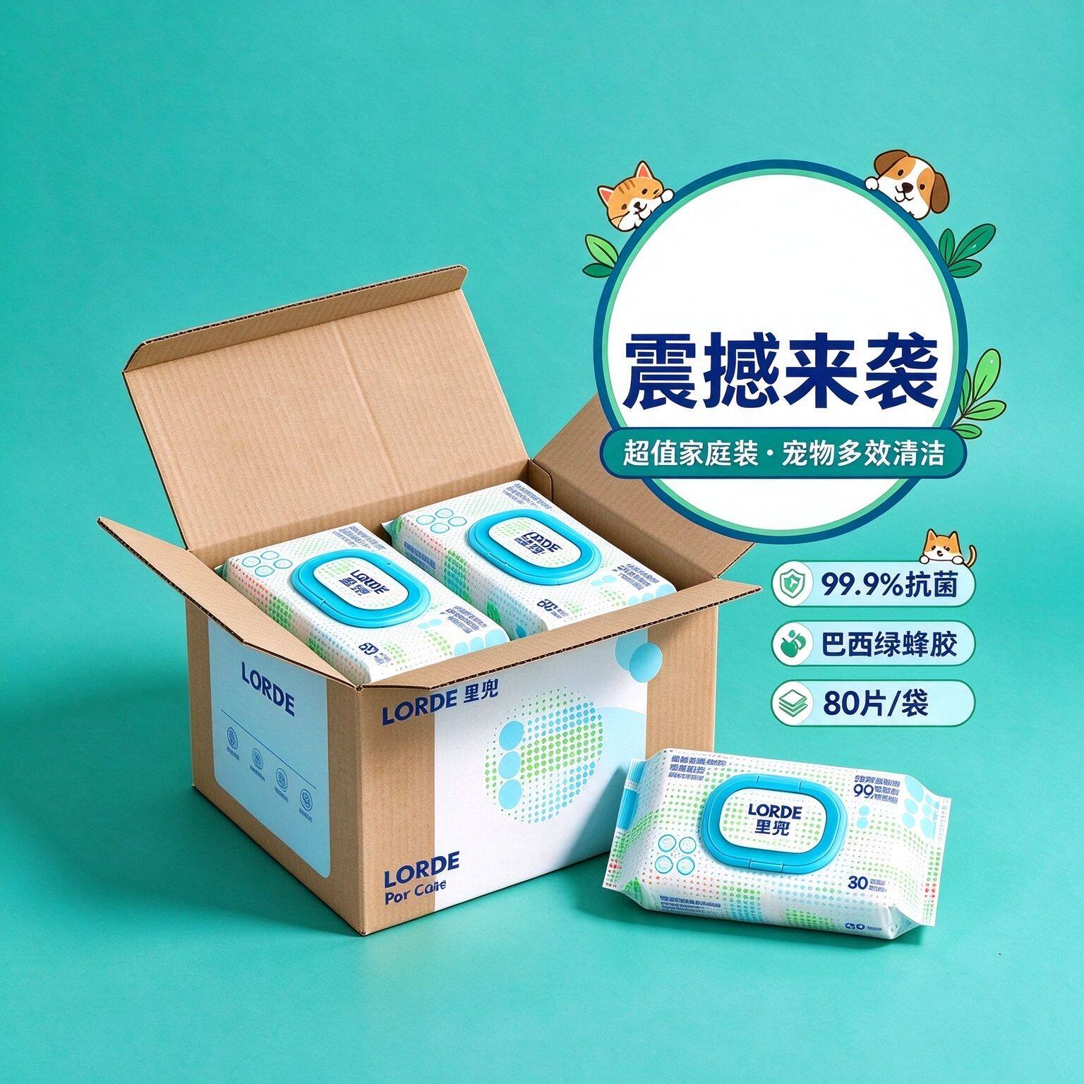 猫狗专用免洗清洁泪痕擦脚湿巾