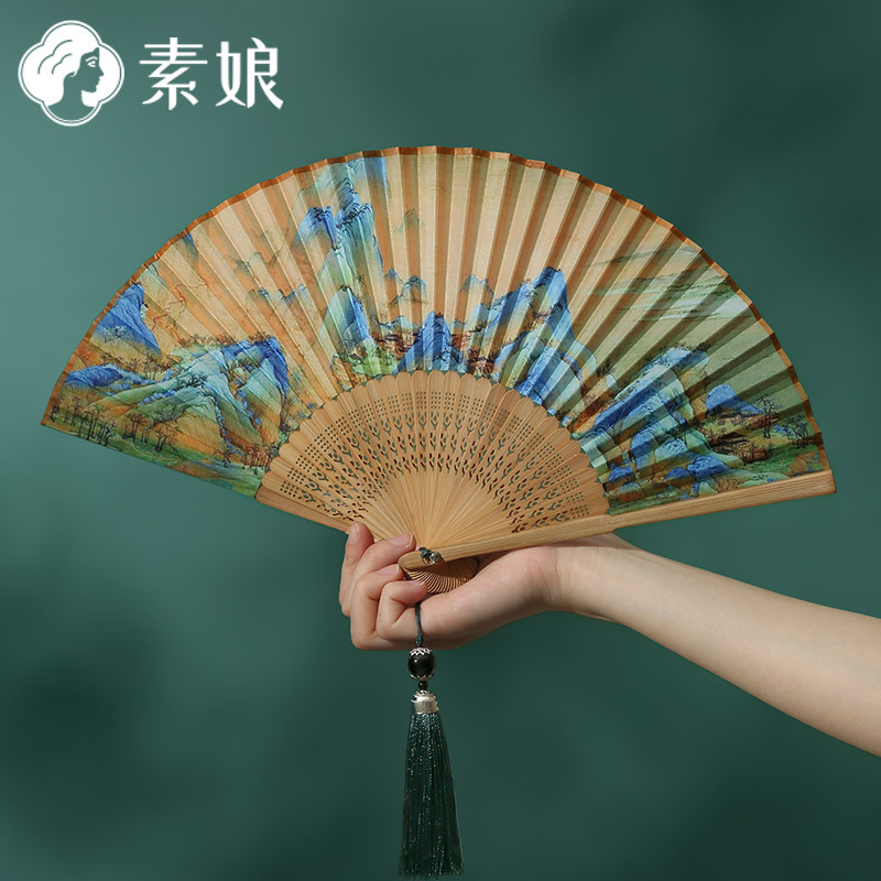 素娘古风扇子折扇女款夏天结实耐用随身小巧便携折叠小扇子舞蹈扇