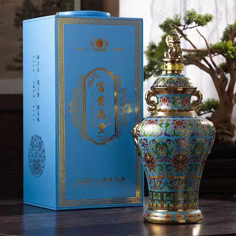 陶瓷酒瓶5斤装珐琅彩镀金