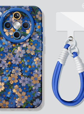 适用oppofindx8s手机壳findx9pro保护套硅胶ultra全包防摔x7por高级外壳x6蓝色花朵0pp0好看x8pro新女款软壳