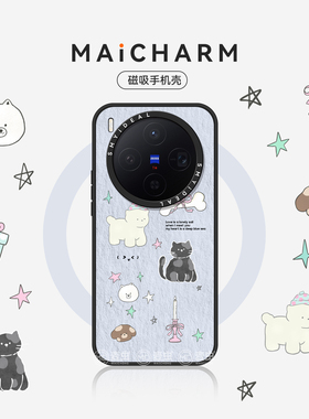 适用vivox300/oppofindx9手机壳X300Pro磁吸保护套x200ultra可爱200s好看带手链高级感ProMini防摔猫咪外爆款