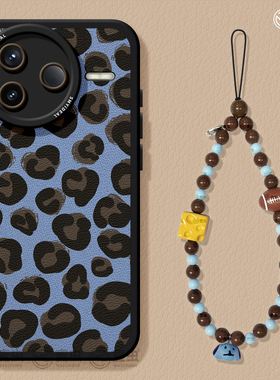 适用红米k80手机壳女款k90pro保护套小米k40s全包硅胶k70至尊版redmi防摔k60por高级小羊皮豹纹k50个性蓝色80