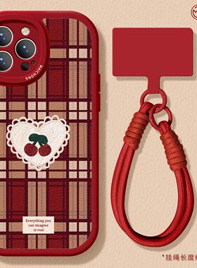 适用苹果17手机壳女款iphone16pro保护套13mini全包14防摔11/12/xs软外7plus硅胶8小羊皮6s红色15爱心max格子