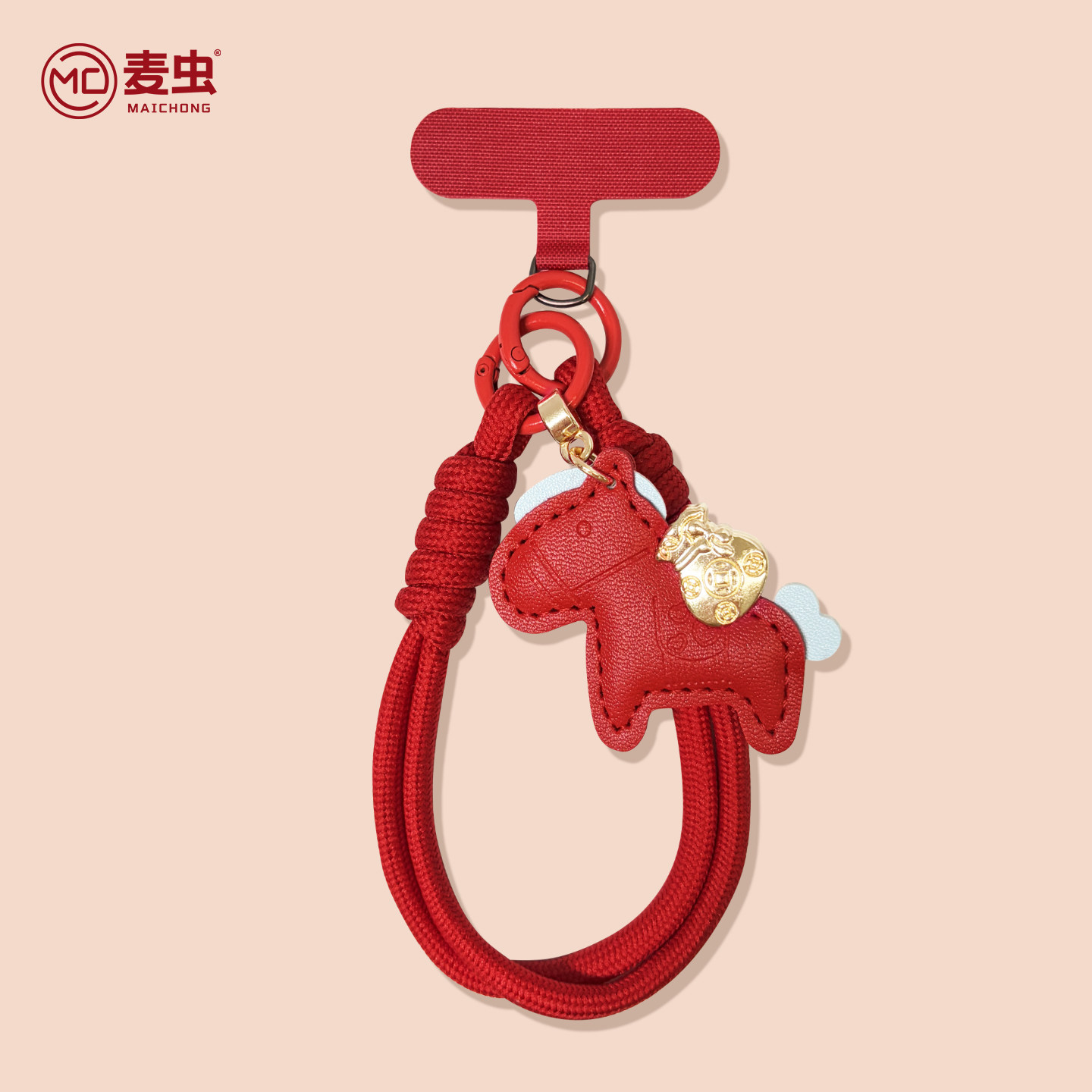 适用于新年马手链新款手机挂件手机壳挂绳钥匙挂件好运本命年红色挂饰