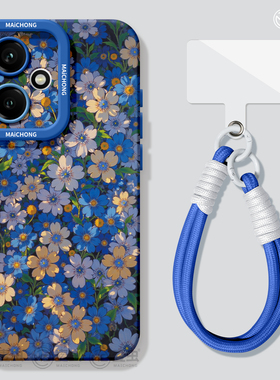 适用荣耀500手机壳女款400pro保护套90gt防摔80硅胶300全包70pro+高级60se蓝色花朵50青春版200好看pro软外壳