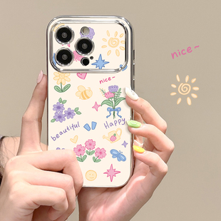 xs软外壳7plus硅胶8电镀16油画se花朵max女款 iphone16保护套15全包14mini防摔12 适用苹果17pro手机壳女款