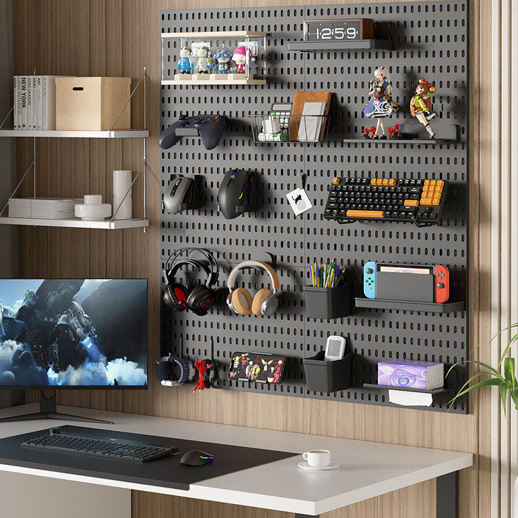 电竞房洞洞板置物架免打孔配件耳机架键盘架氛围感布置游戏手柄架