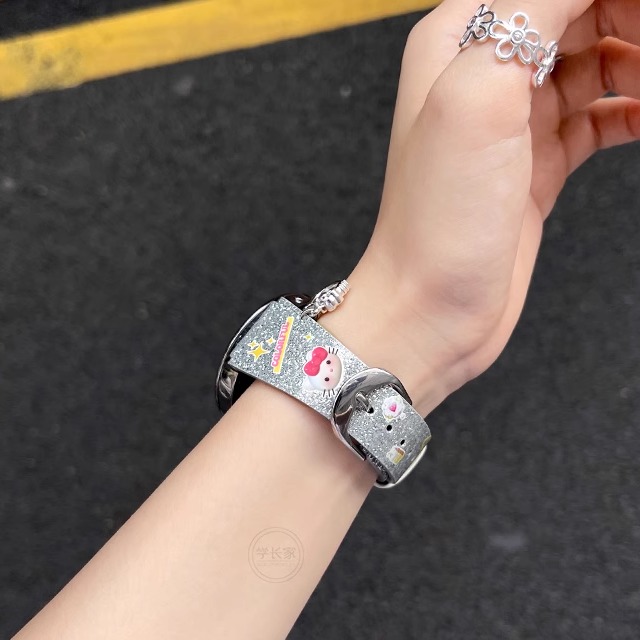 学长家三星手表可爱猫皮质表带女