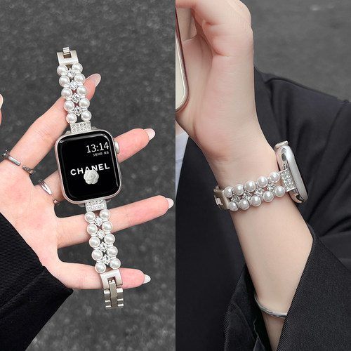 iwatchs11表带新款双排珍珠镶钻
