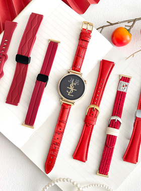 新年红色系列适用华为gt5手表表带新款watchgt4女士watch5/4/3pro智能高级感女款gt3gt2真皮硅胶编织腕表女款