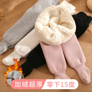 儿童棉裤 加绒加厚北方特厚一条过冬婴儿打底裤 袜冬季 男女宝宝连裤