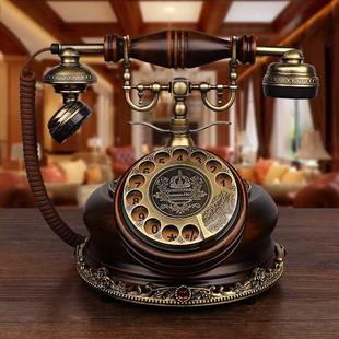 电话 实木电话机家用固定办公古董复古时尚 仿古电话机座机美式 欧式