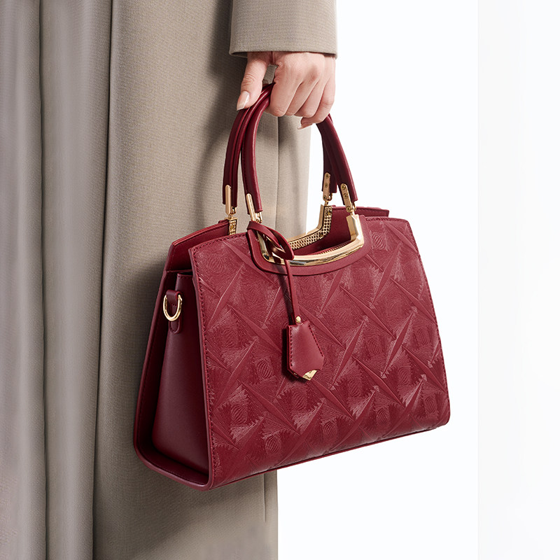 红色婚包女大气中年喜妈妈手提包女托特包大容量通勤斜挎婆婆包