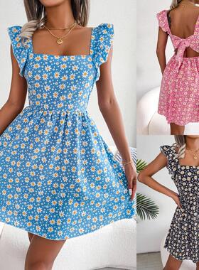 2024夏印花休闲连衣裙女Summer printed casual dress for women