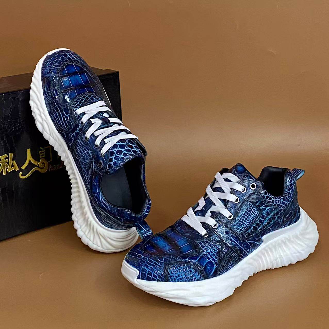 2026年高端男鞋鳄鱼皮手工擦色休闲厚底老爹鞋男鞋增高运动鞋,流行男鞋,老爹鞋,淘宝优惠券,粉丝福利购,淘宝优惠卷