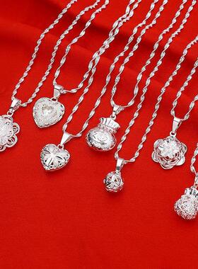 项链女款2025新款镀银幸运草吊坠项链 镂空爱心女士挂坠锁骨链 久