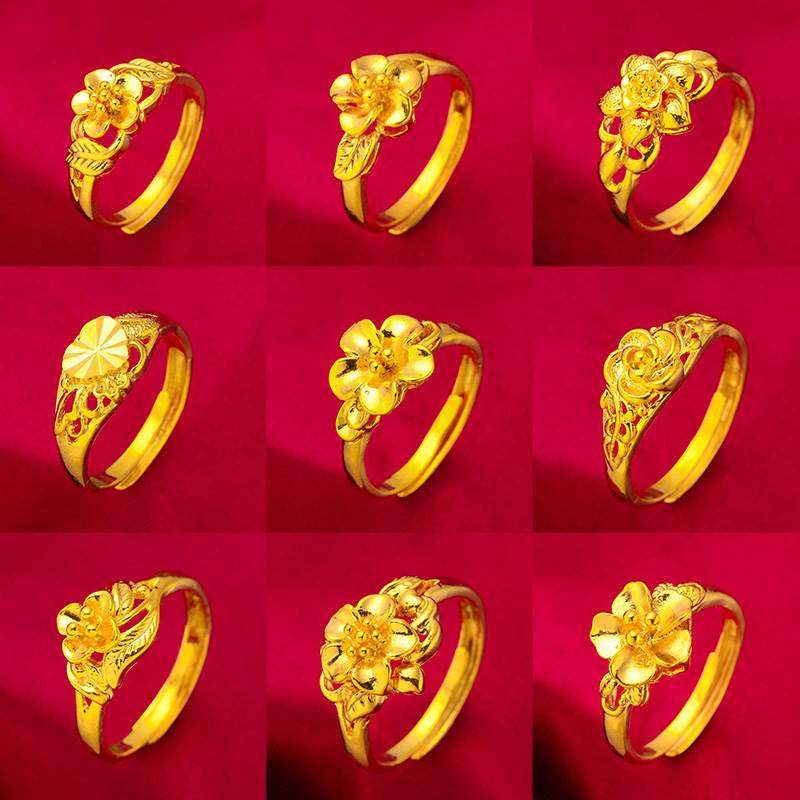 越南沙金戒指女士电镀2025仿真金首饰婚庆用品 夜市货源指环