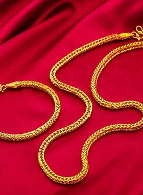 越南沙金蛇骨手链项链狐尾链镀金男士时尚霸气蛇骨链吊坠挂链配