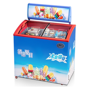 东之开立电脑控温雪糕柜展示柜商用冷冻冷藏卧式冰柜玻璃门圆弧柜