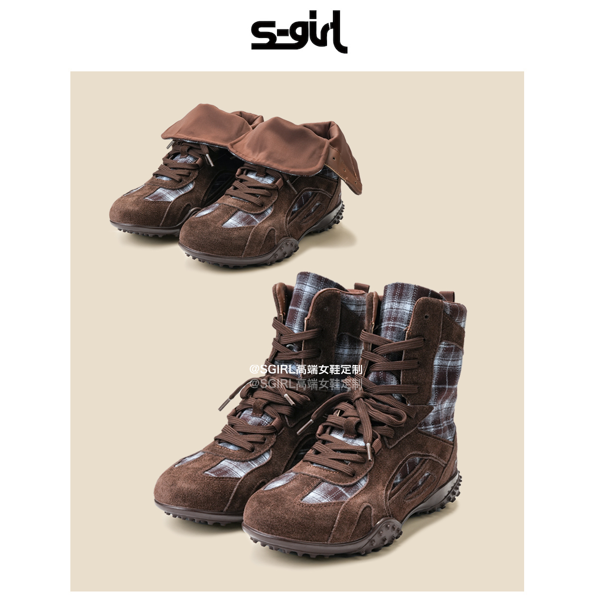 SGIRL TWTW新款多功能穿搭高帮德训拳击鞋女百搭休闲帅气马丁靴潮