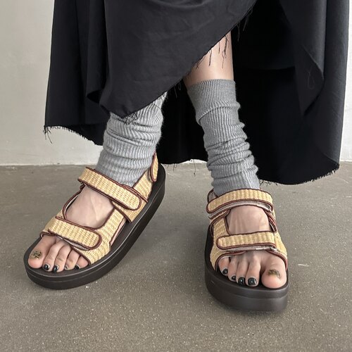夏季魔术贴厚底增高露趾女凉鞋