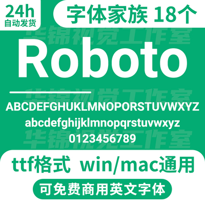 Roboto Bold/Regular 开源可免费商用无衬线英文字体系列粗细可选