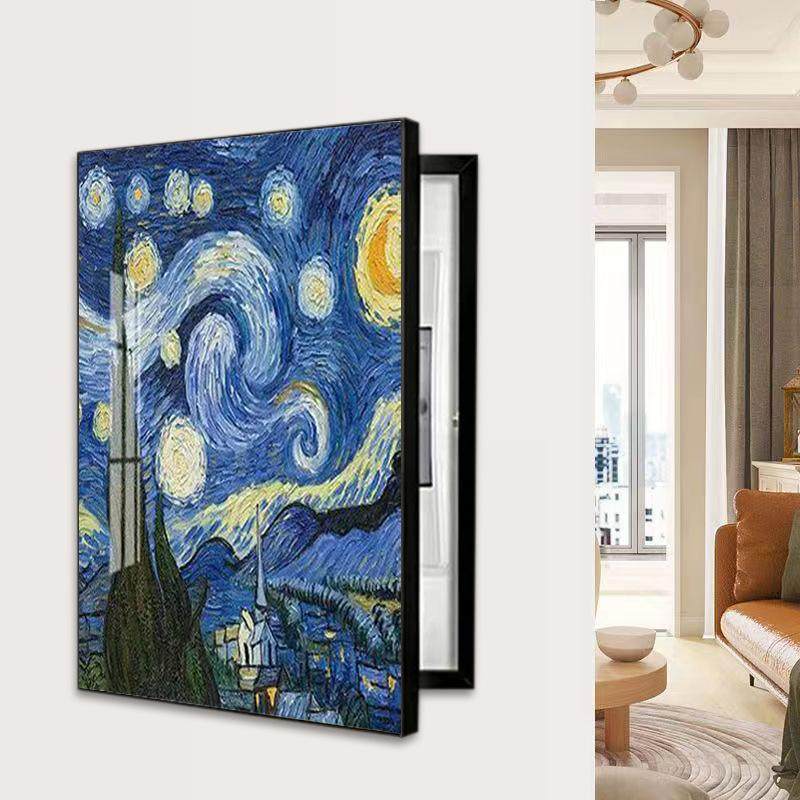 梵高竖版电表箱装饰画