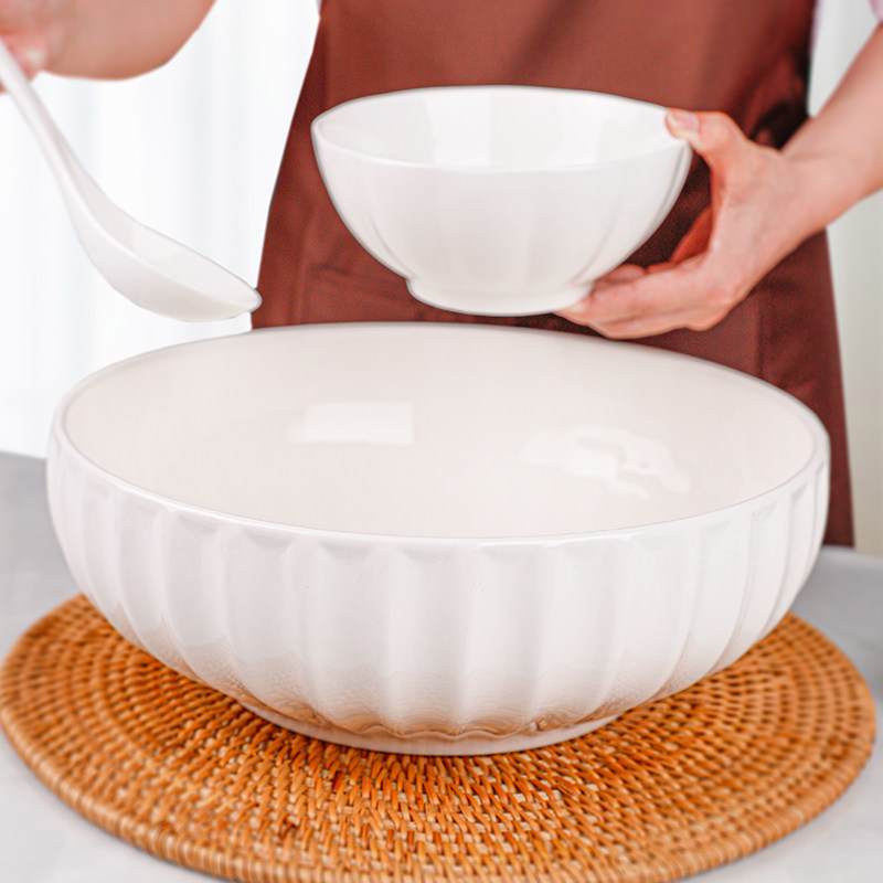 超大号汤碗纯白特大号碗家用陶瓷加厚防烫款酸菜鱼专用大容量菜碗