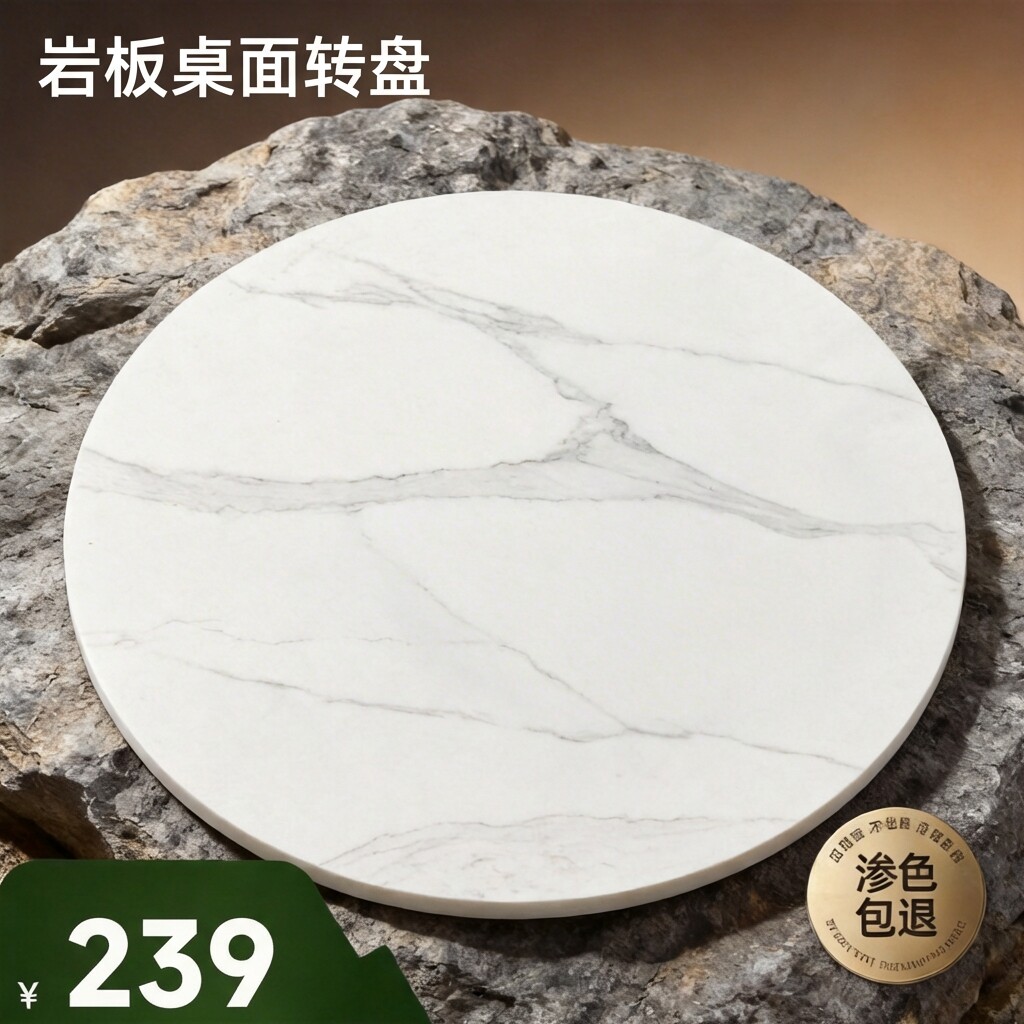 圆桌餐桌转盘家用岩板转盘餐厅大理石圆形面圆盘桌旋转石转盘台面