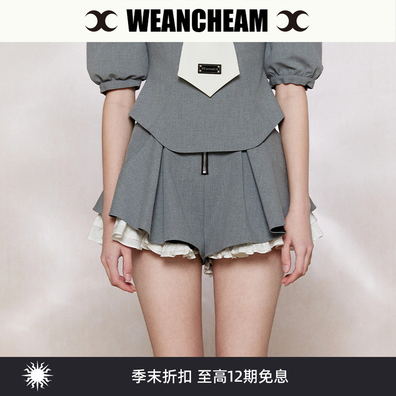黄圣依同款WEancheAM假两件短裙