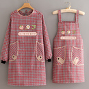 家用防污耐磨上班干活工作服罩衣长袖 布料女围裙做饭厨房透气定制