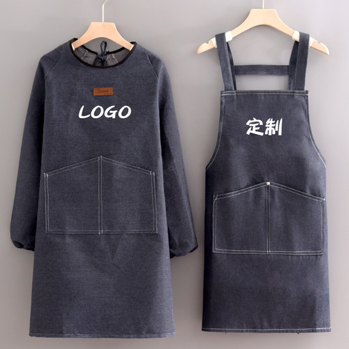 牛仔工作服围裙女罩衣上班加厚耐磨工装定制