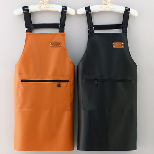 pu皮革围裙女防水厨房餐厅专用工作服防油上班饭店工作服定制男士