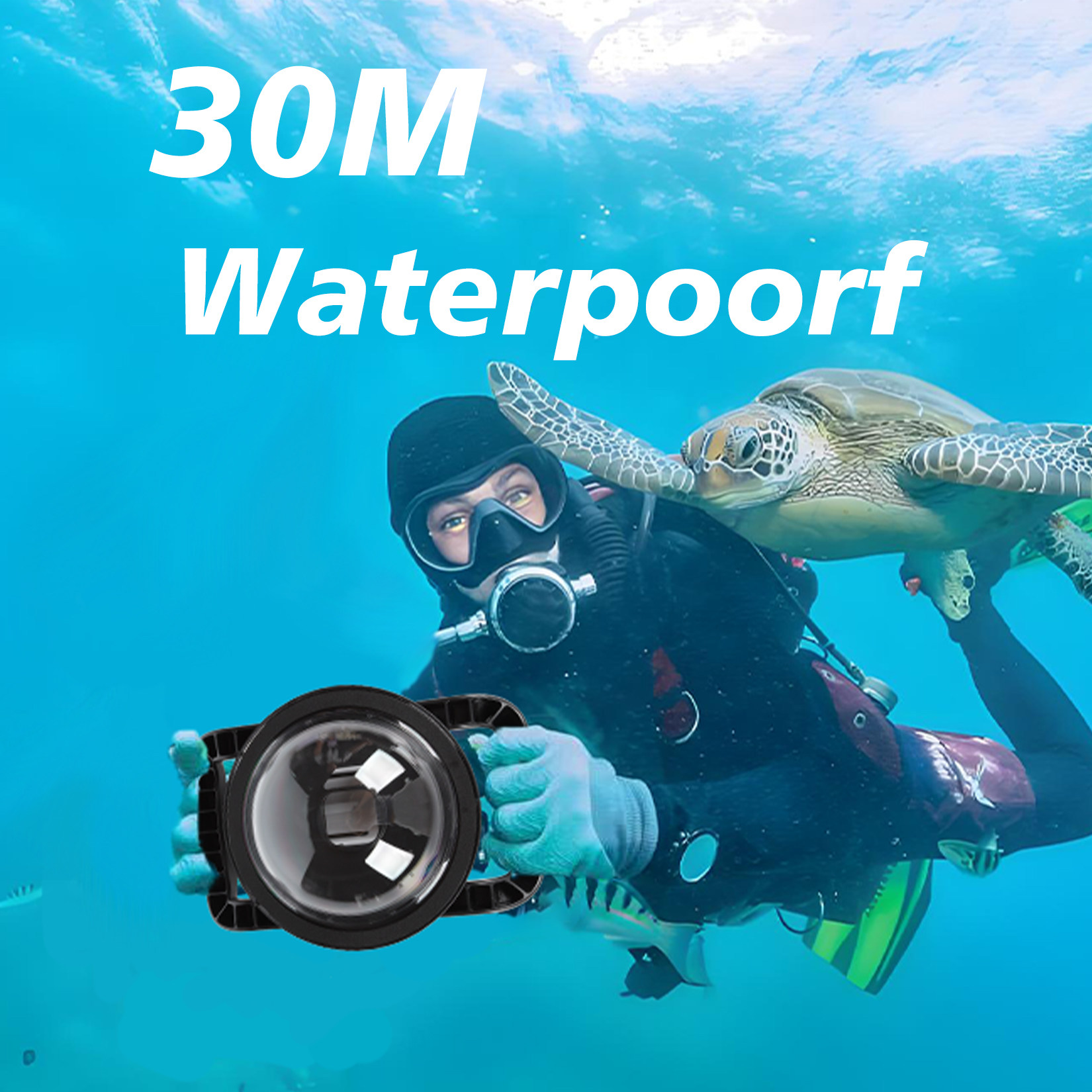 适用Insta360 Ace Pro 1/2潜水面罩30米鱼眼镜头球面分水镜防水壳