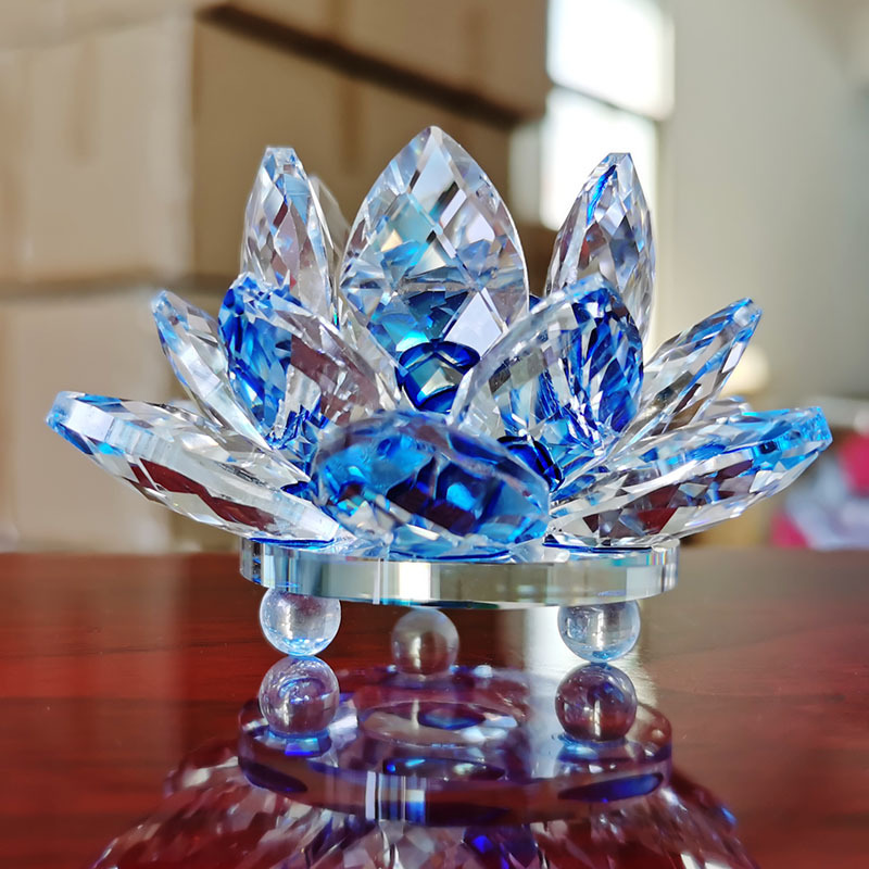 厂家直销水晶莲花摆件寺庙客厅办公桌珠宝柜装饰手机柜台摆件欧式
