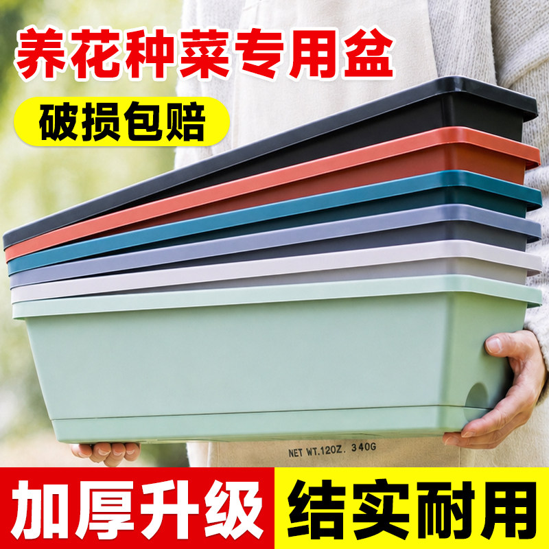 长方形花盆阳台种菜盆家用塑料树脂特大号长条霍伦盆蔬菜种植专用