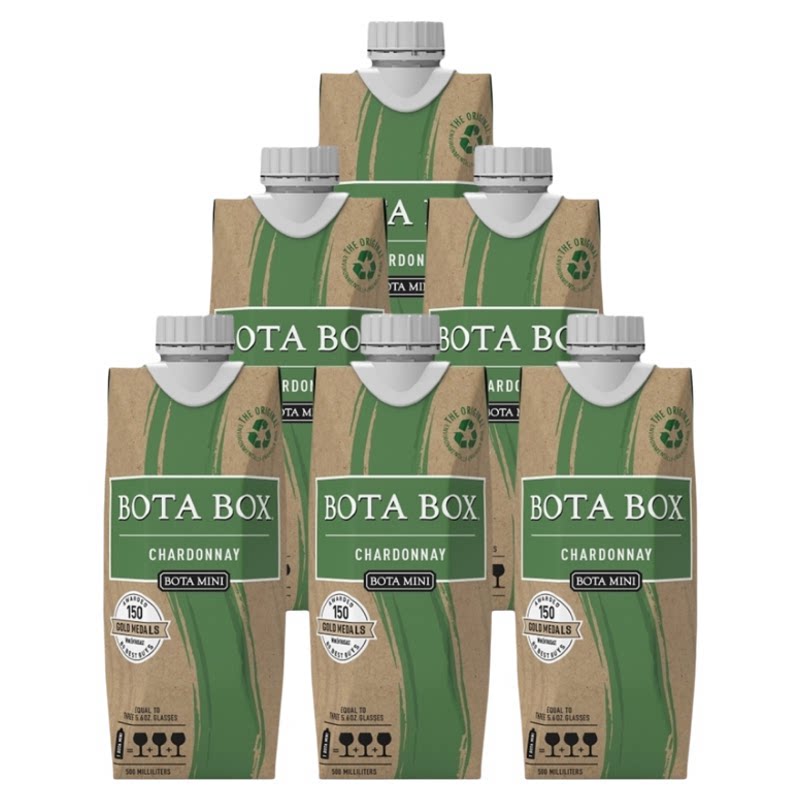 美国加州BOTA BOX勃塔霞多丽干白葡萄酒500ML6支装