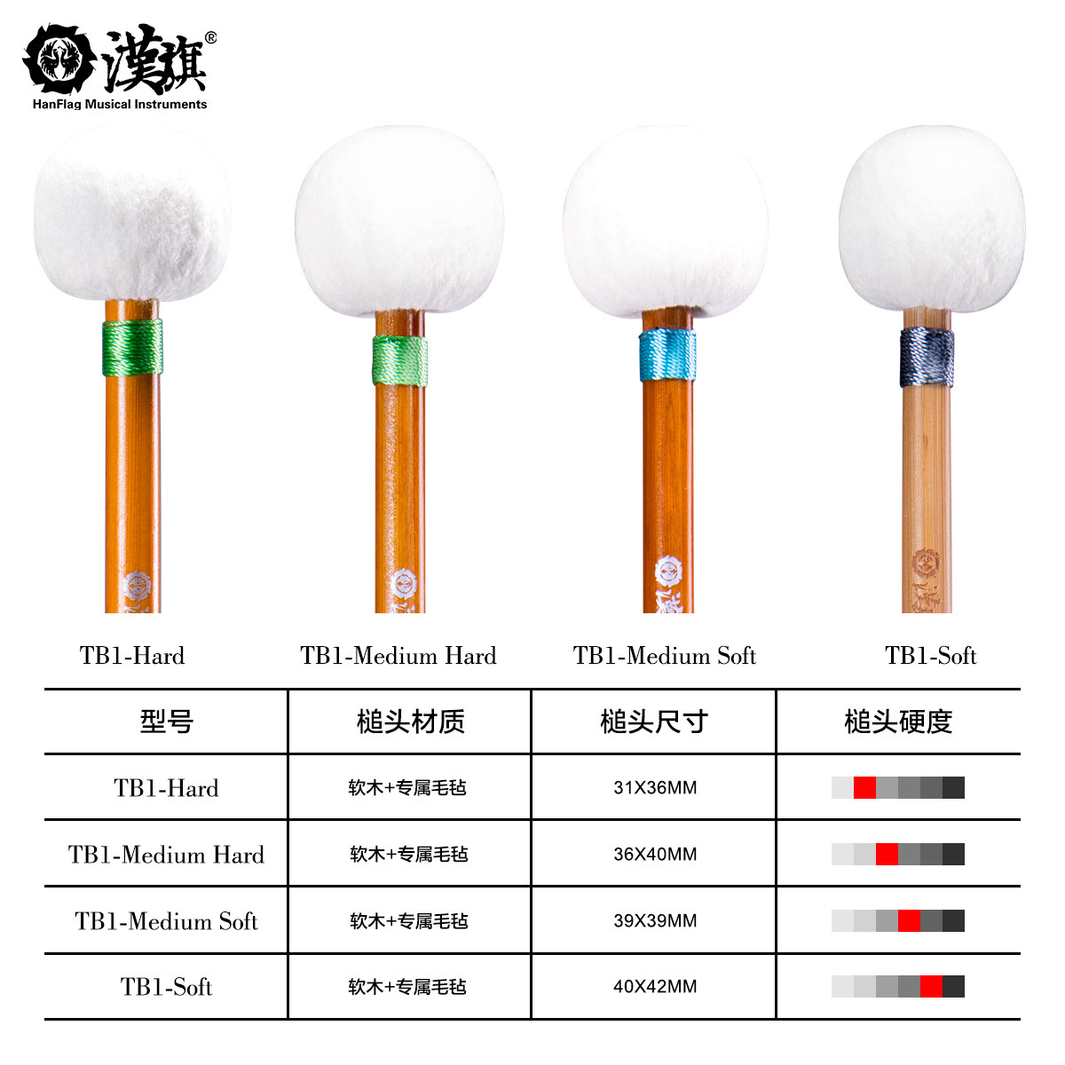 漢旗 新品定音鼓槌 竹竿TB1-Hard/Medium Hard/Medium Soft/Soft