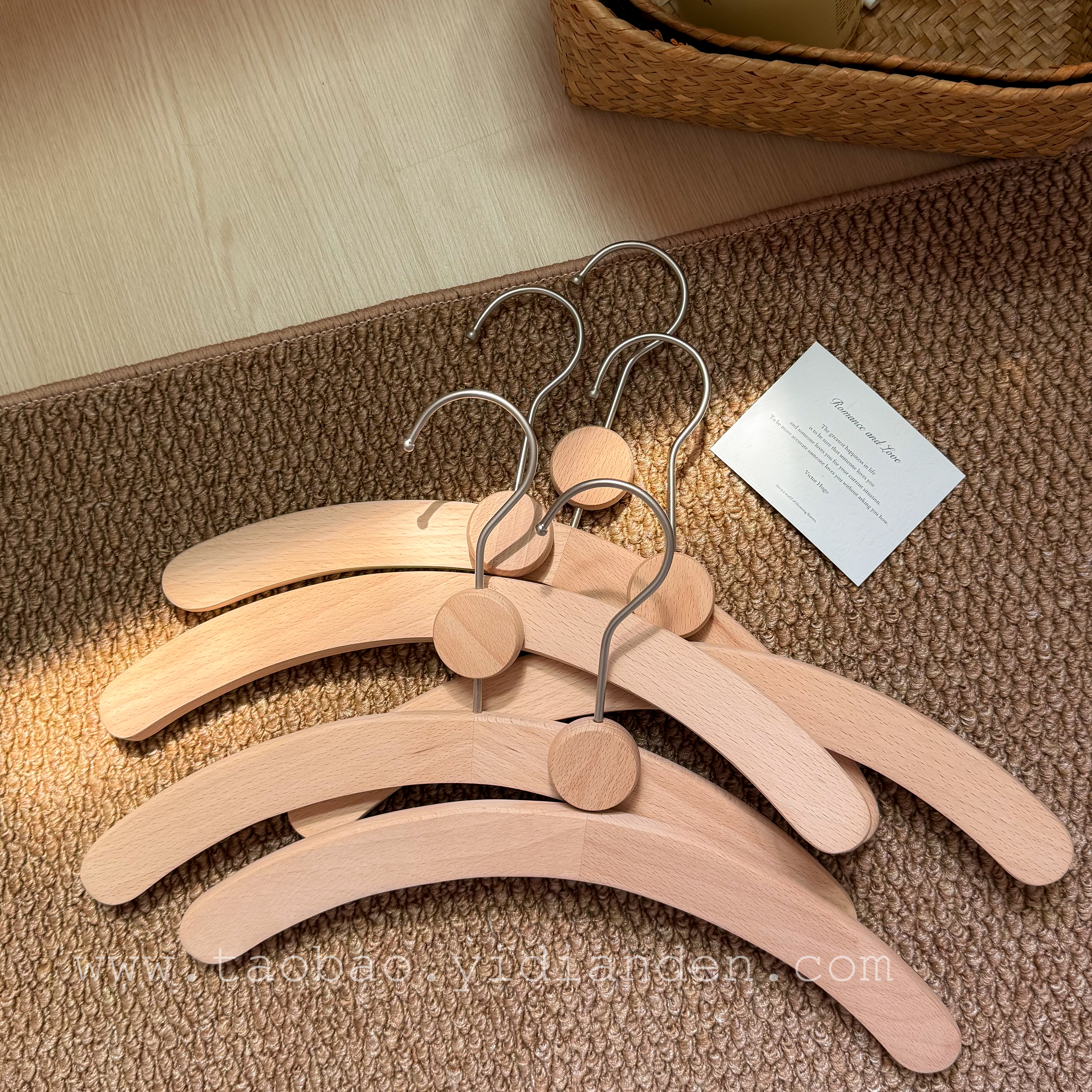 榉木服装店专用实木原木儿童防滑木质衣挂撑裤架