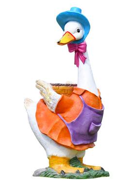 创意园林装饰摆件玻璃钢雕塑仿真卡通欢迎鸭户外田园落地美陈摆设